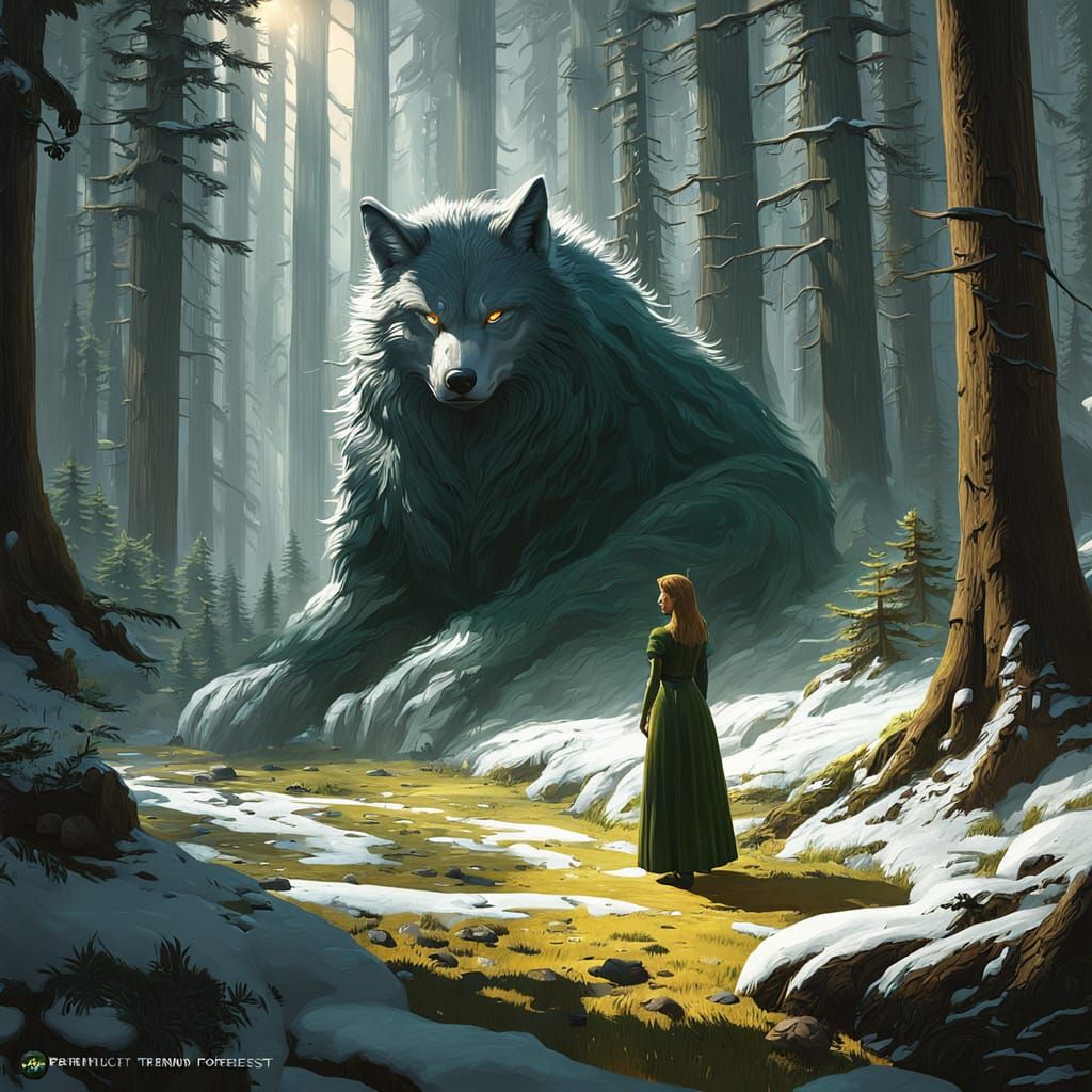 Ethereal Forest Encounter in Soft, Golden Light