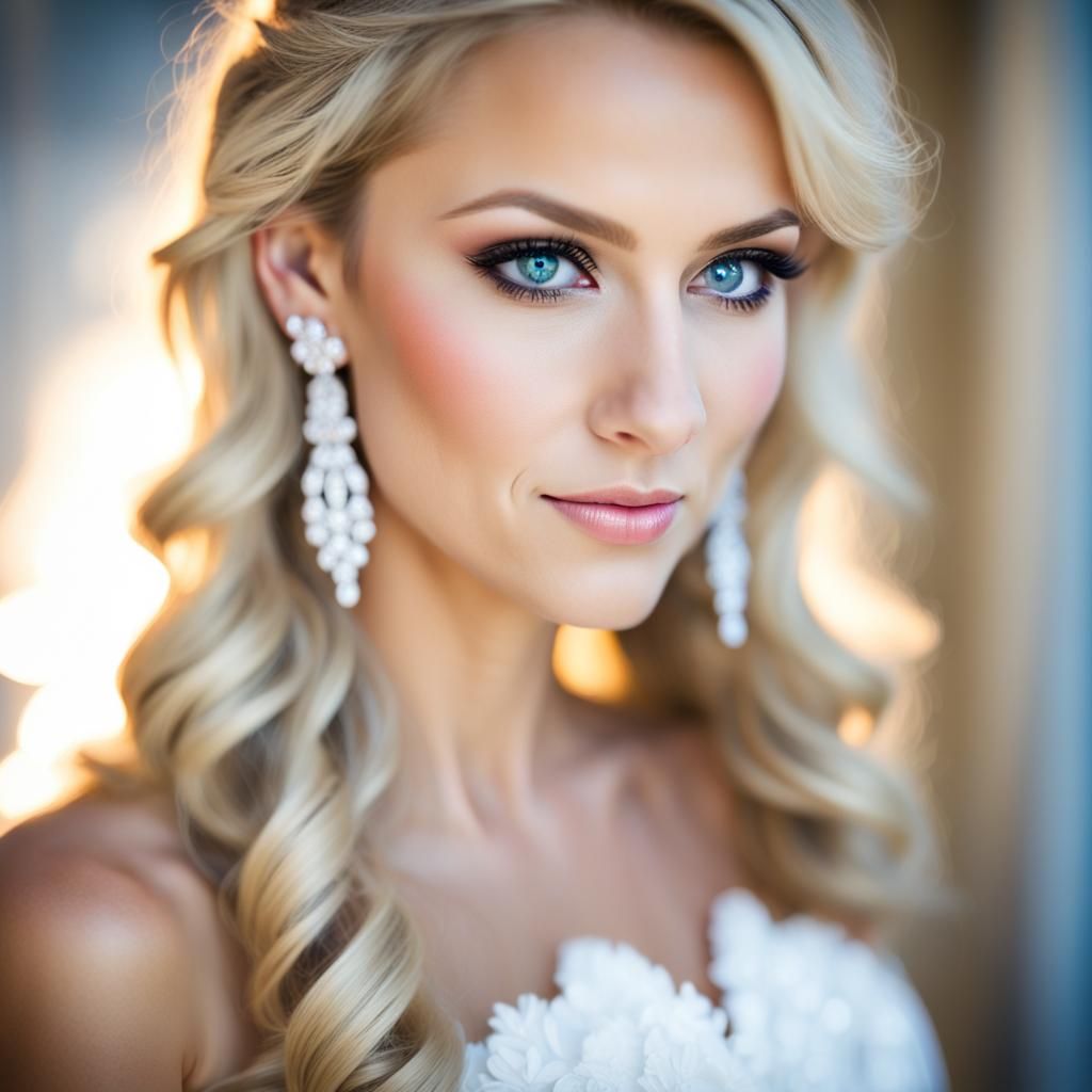 Woman with Wedding Dress in Professional Photography
