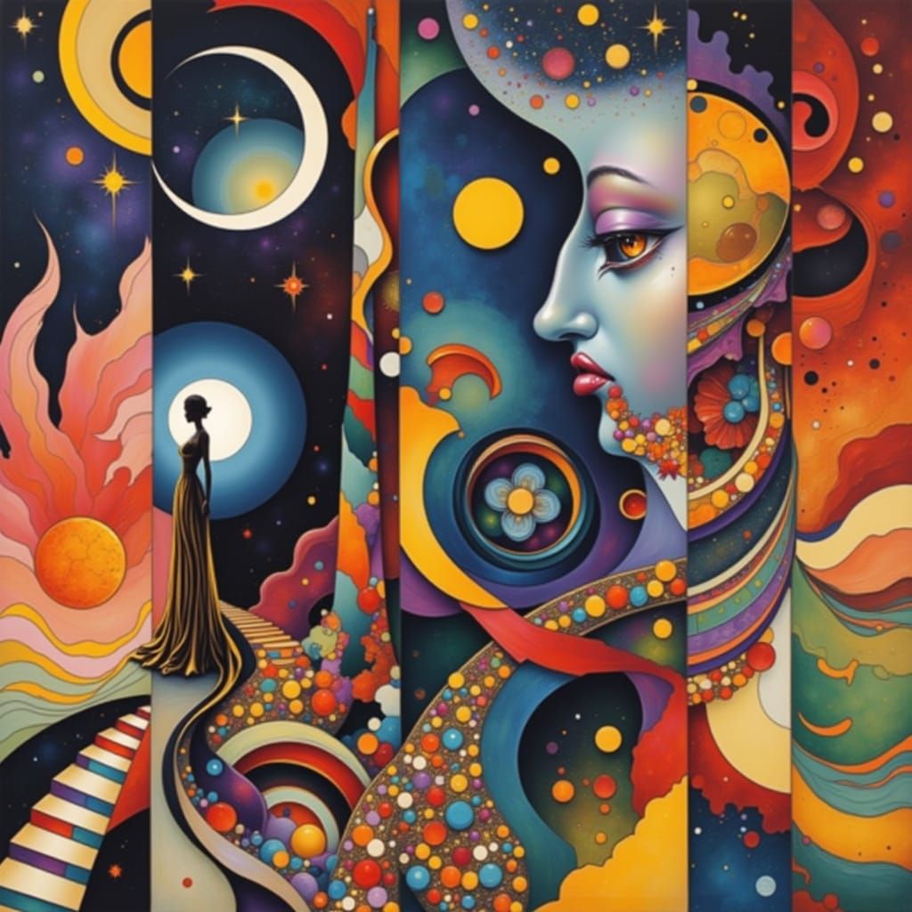 Woman in Transrational Escher-Style Architecture