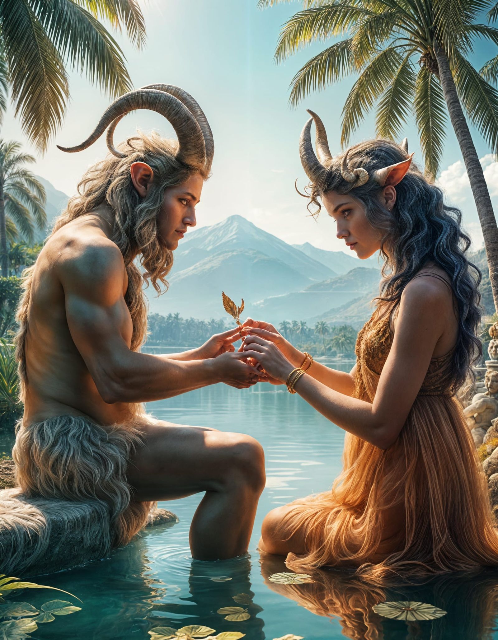 Faun and Satyr Manicure in Tropical Paradise