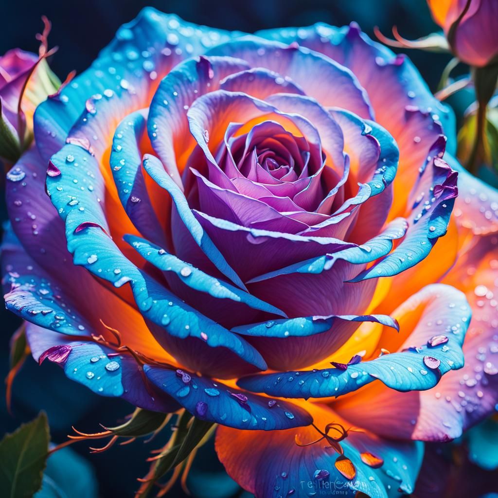 Galaxy Rose Oil Painting in Alphonse Mucha Style