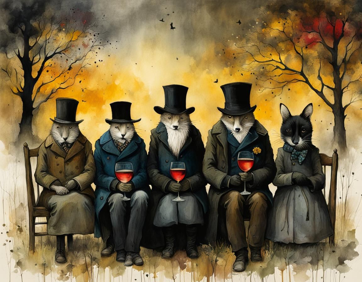 Whimsical Illustration of a Mourning Country