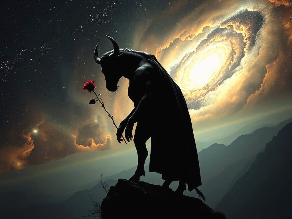 Minotaur's Melancholy Romance in Cosmic Nebula