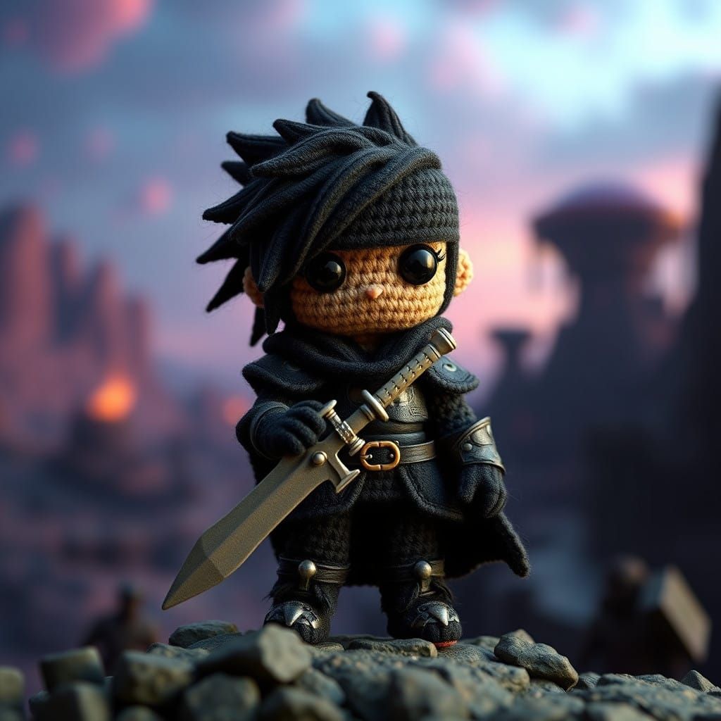 Cute 3D Amigurumi Crochet Final Fantasy Dark Knight Cecil