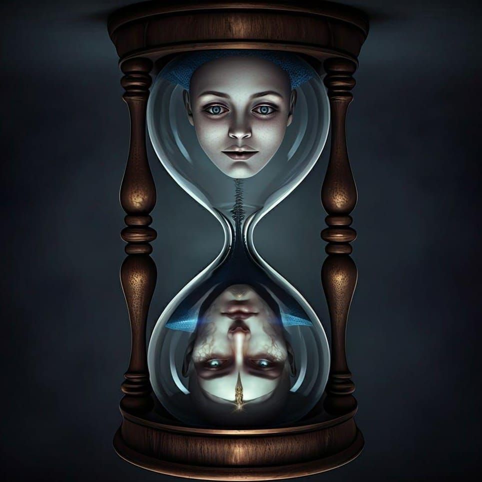 Hourglass of Duality: Serenity and Wrath, Digital Art