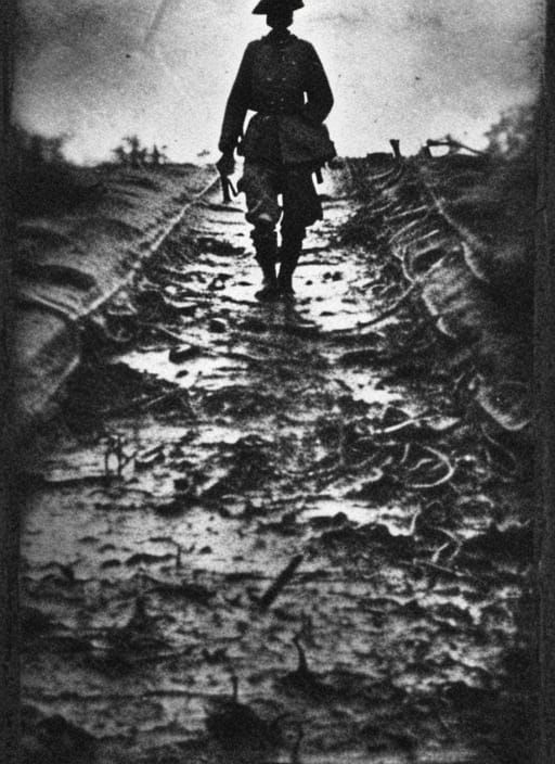 Eerie Ghost Haunts Verdun Battlefield: Sepia Photo