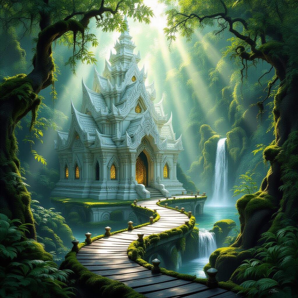 Ancient Elven Temple in Enchanted Forest