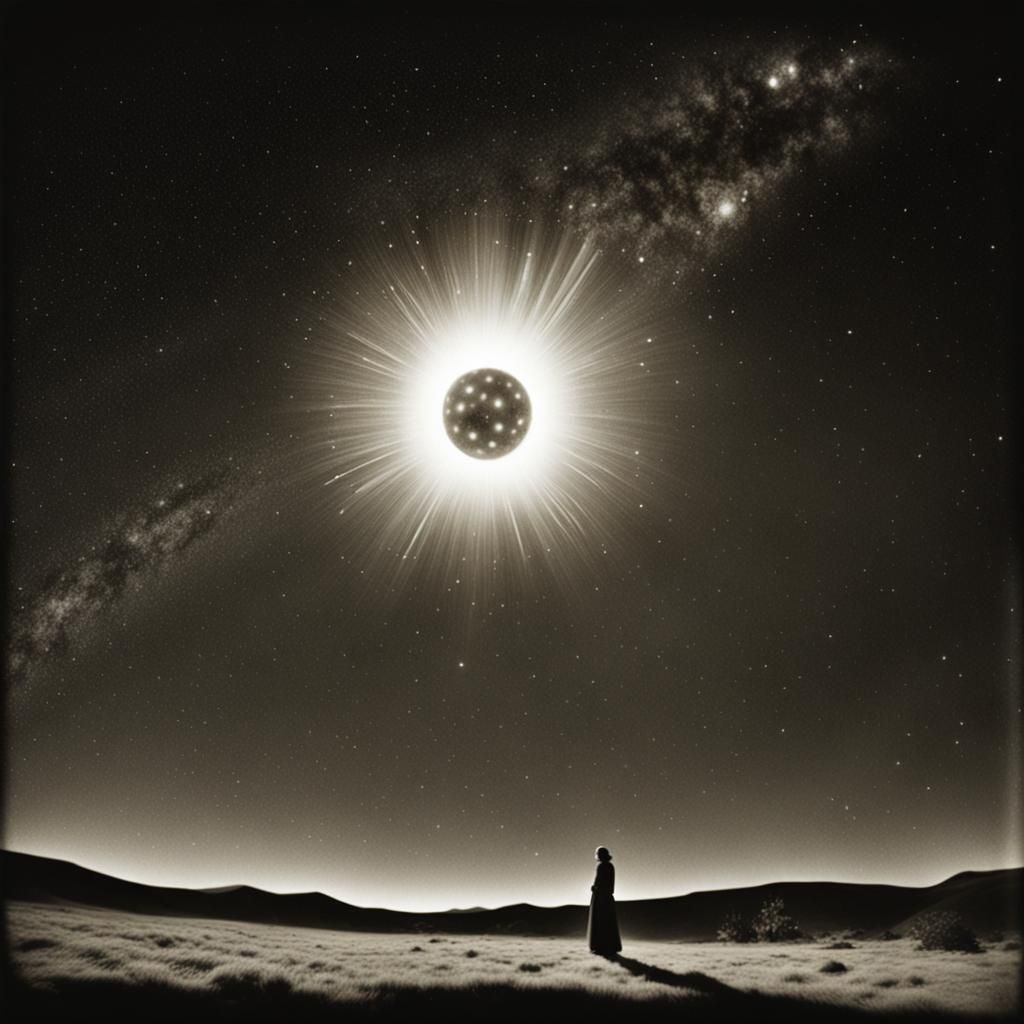 Shimmering Celestial Artifact: Surreal Pinhole Photograph