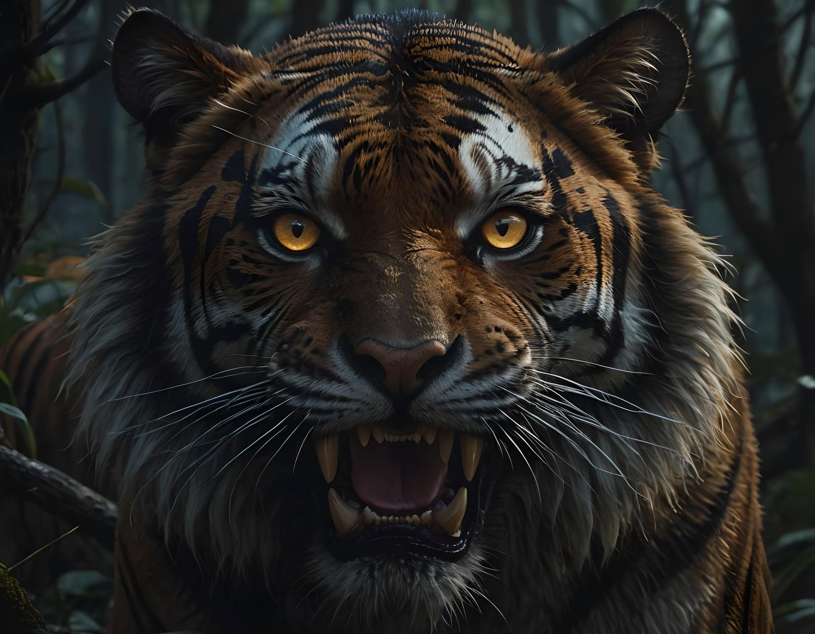 Horrifying Eye of the Tiger in Dark Style