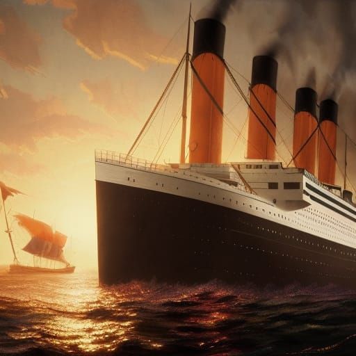 Titanic at Sunset: Hyperdetailed Concept Art
