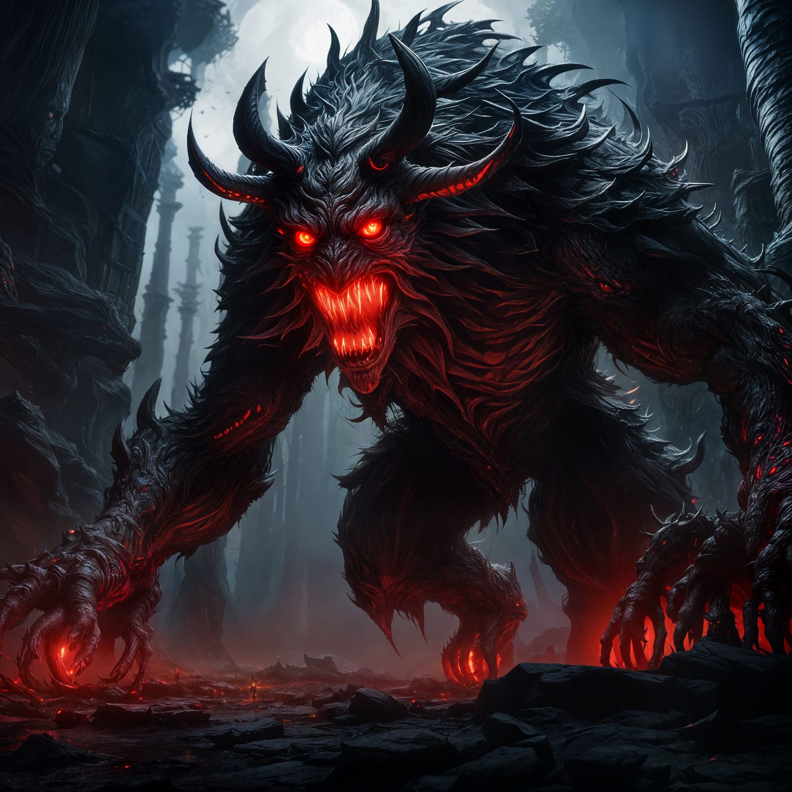 Glowing Eyed Demon in Dark Fantasy Art