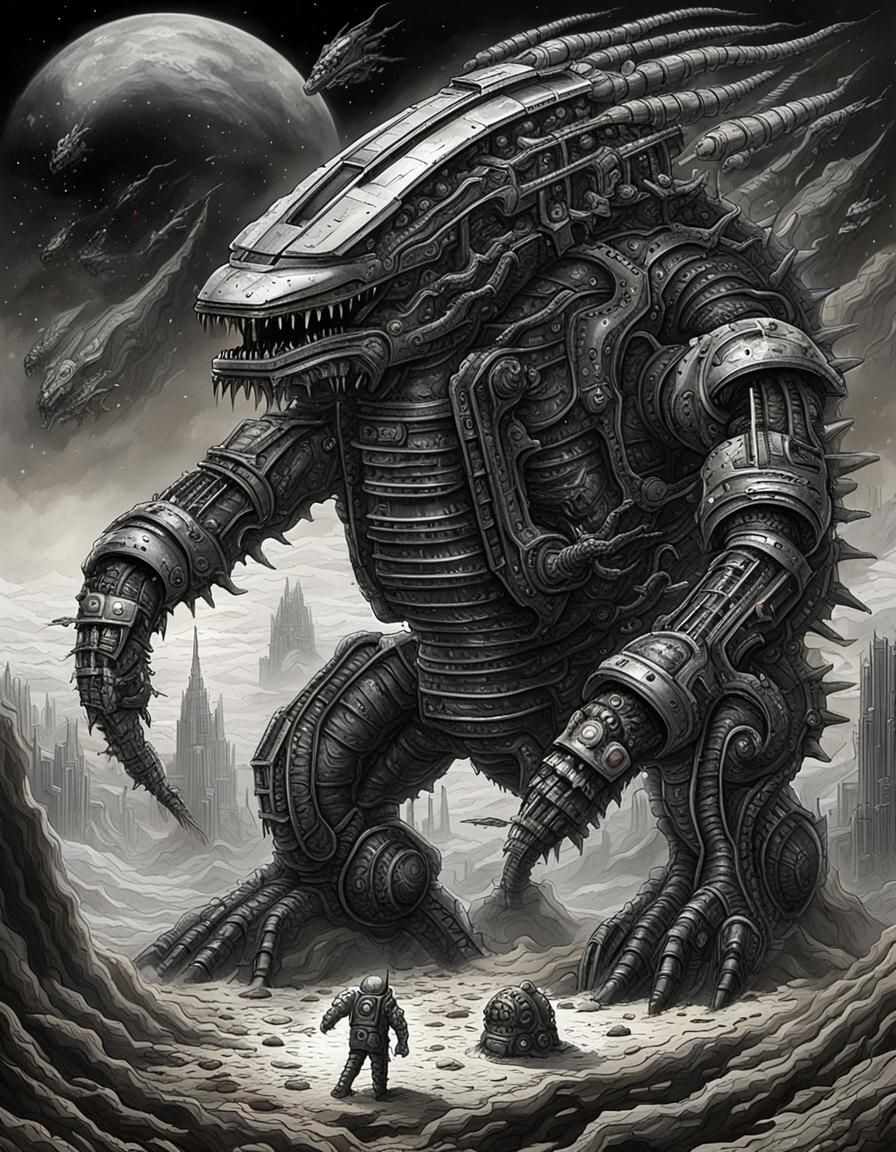 Gigeresque Mechagodzilla Centaur Explodes Space Station