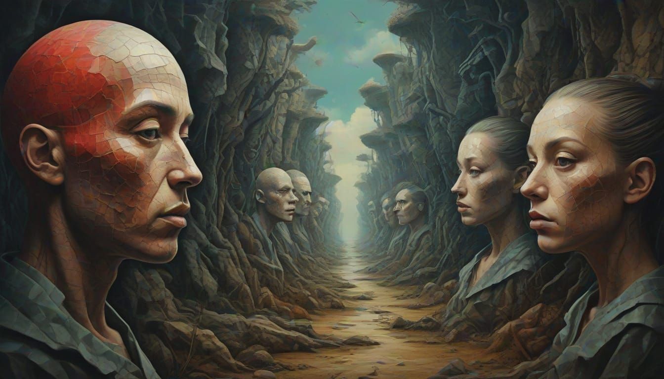 Kaleidoscopic Figures in Cubist Style