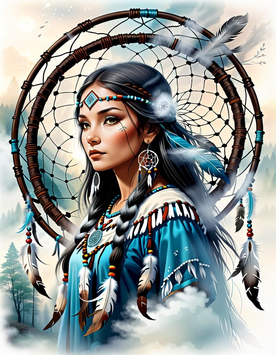 Cherokee Princess with Dreamcatcher and Mist