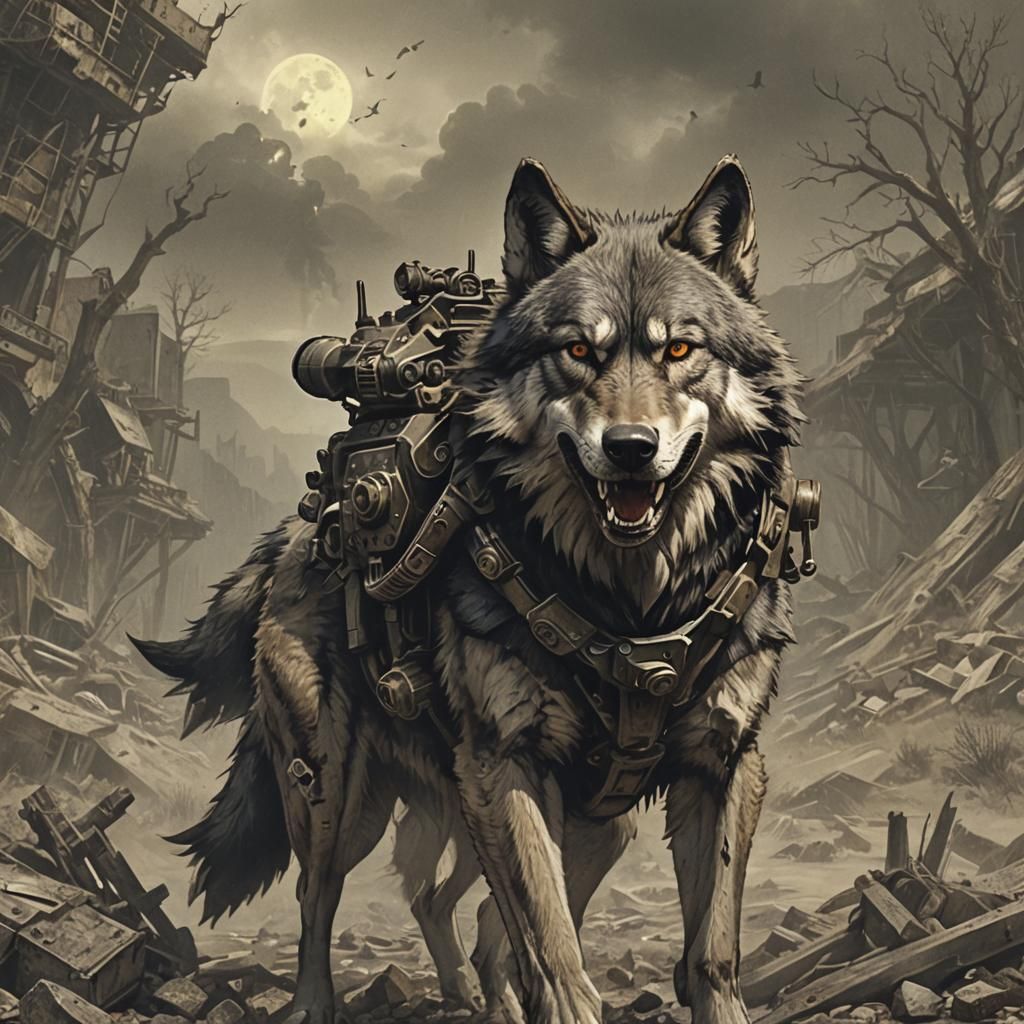 Fallout Wolf in Apocalyptic Wasteland