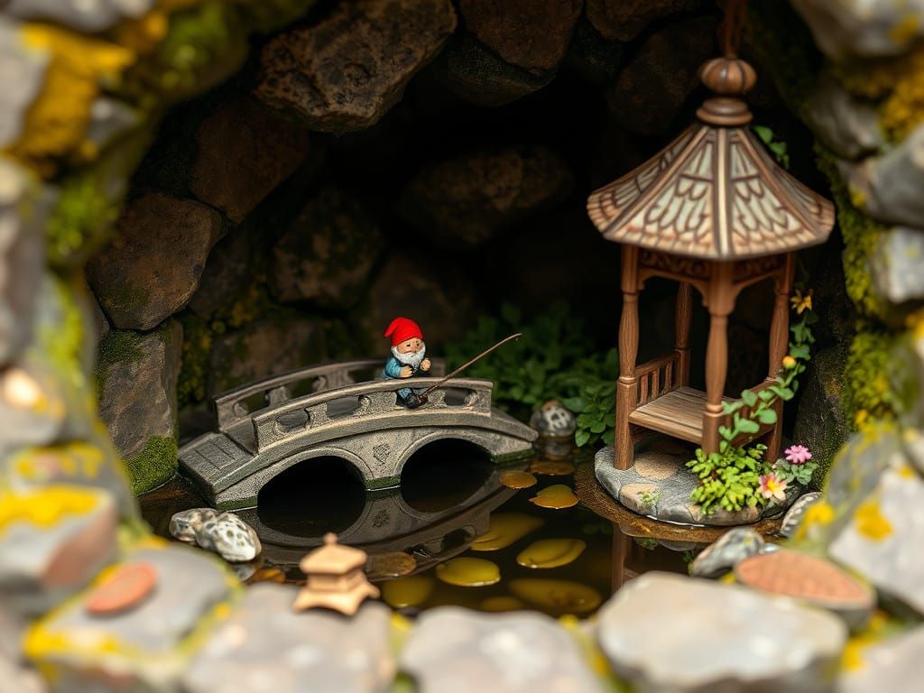 Enchanted Garden Diorama in a Well's Hidden Depths
