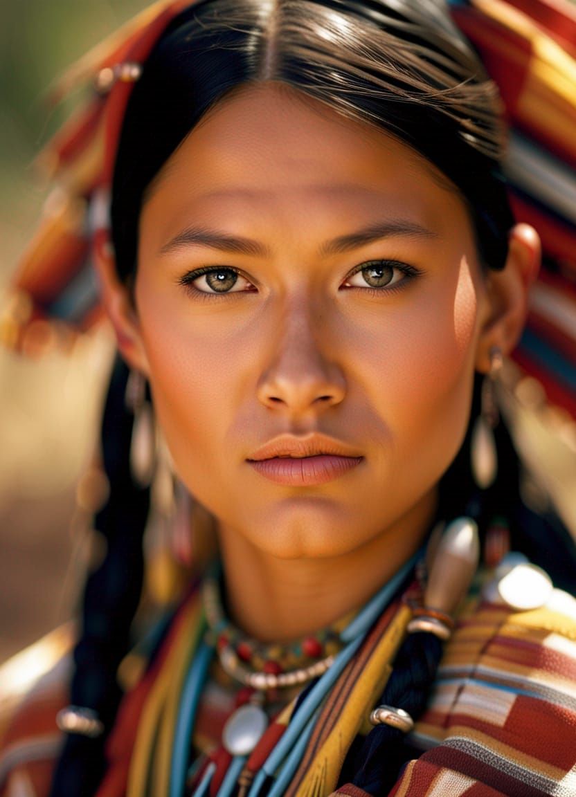Navajo Woman Portrait in Traditional Clothing