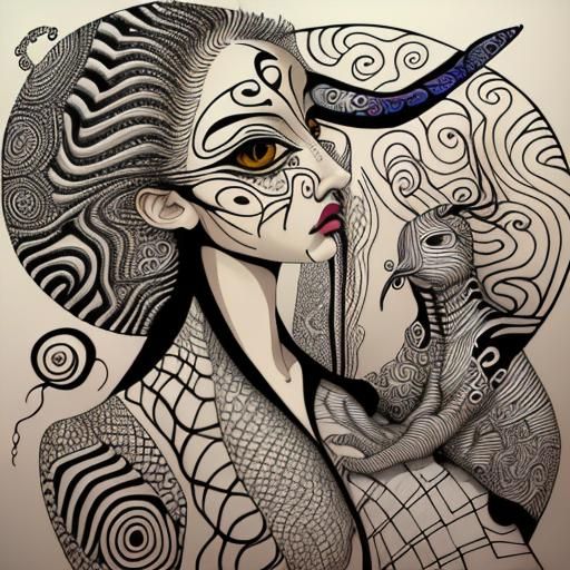 Abstract Zentangle in Surrealist Style