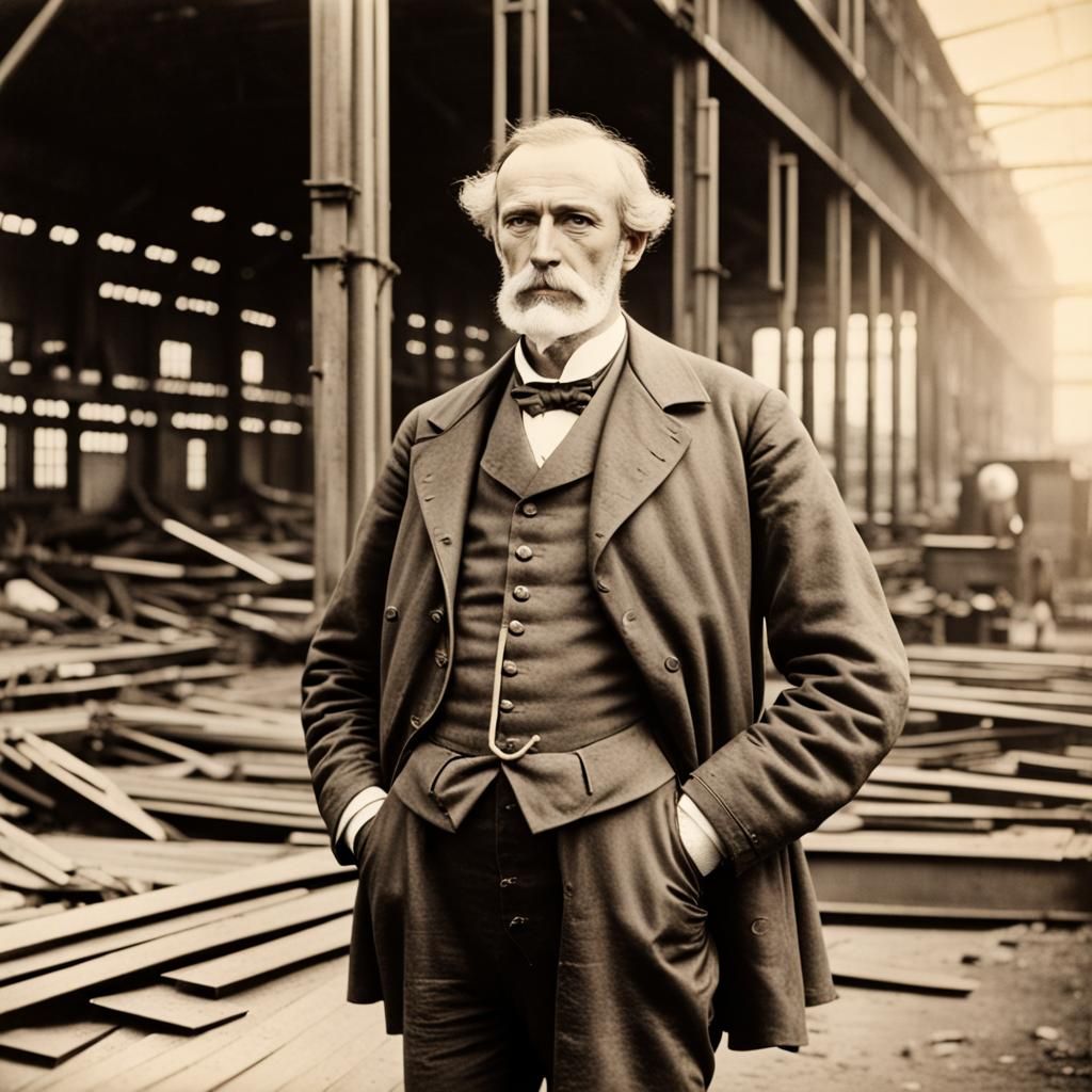 19th Century Englishman Outside Factory