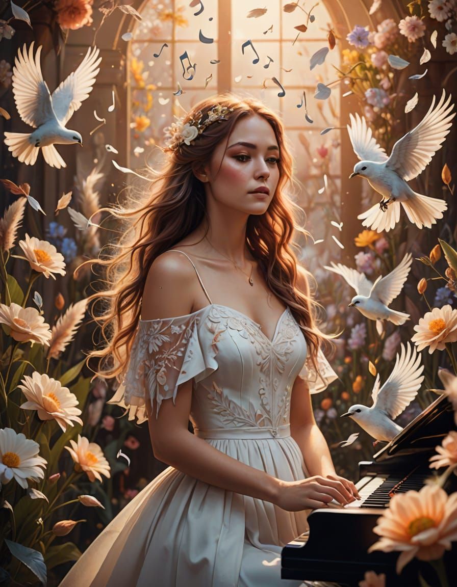 Musical Muse in a Dreamy Landscape