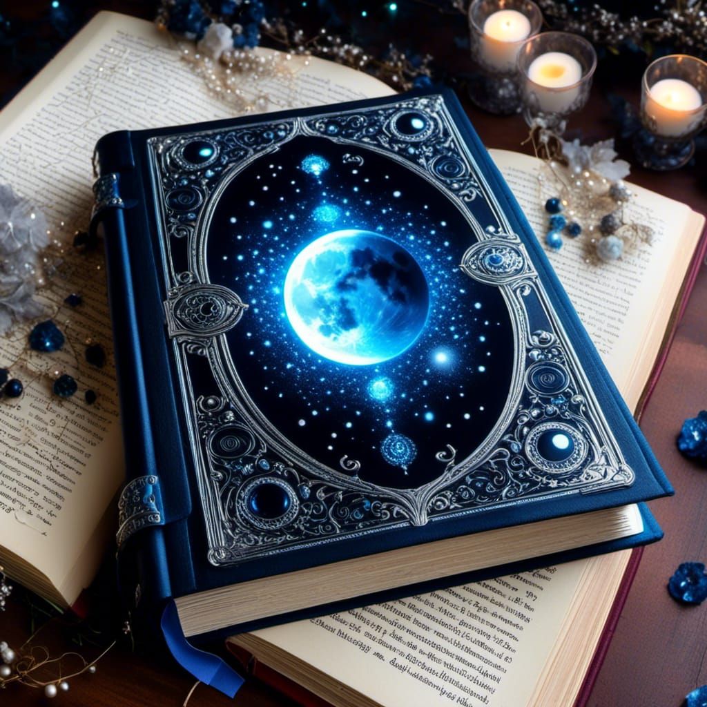 Bioluminescent Moon Book in Blue and Silver