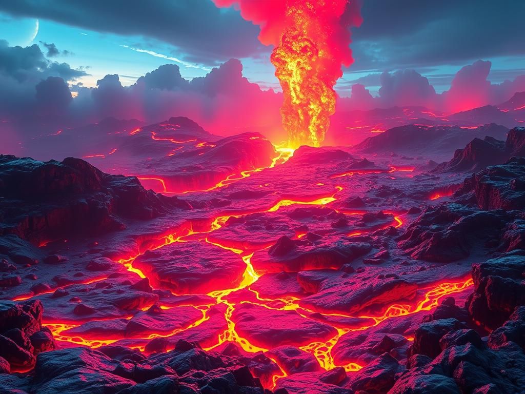 Glowing Molten Lava in a Surreal Biomechanical Style