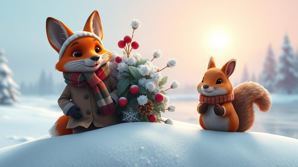 Winter Wonderland Friends in Disney-Inspired 3D Digital Art