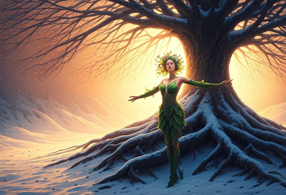 Winter Forest Awakens with Fairy Flower