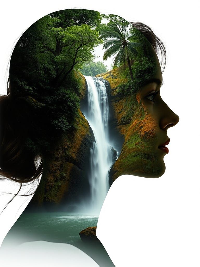 Abstract Expression of Inner Turmoil in Double Exposure