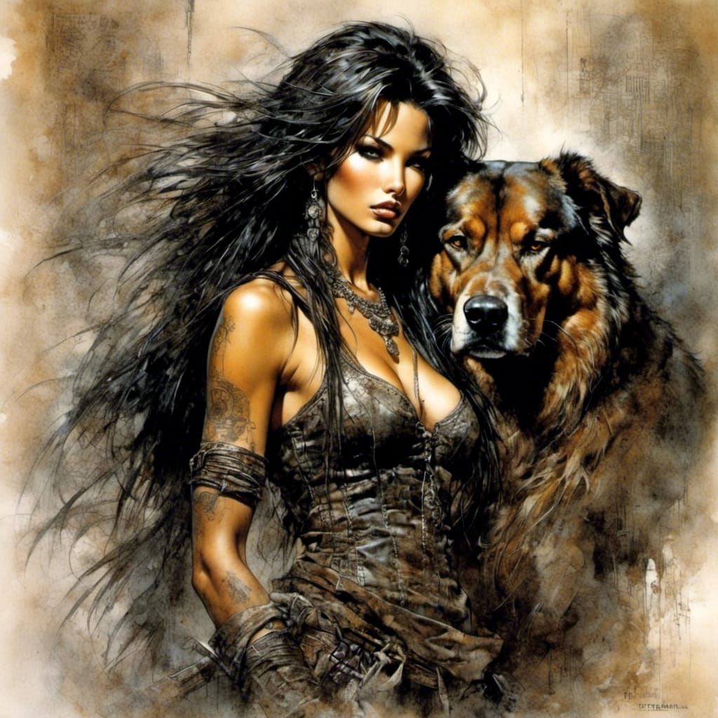 Majestic Long-Haired Dog in High Fantasy Style