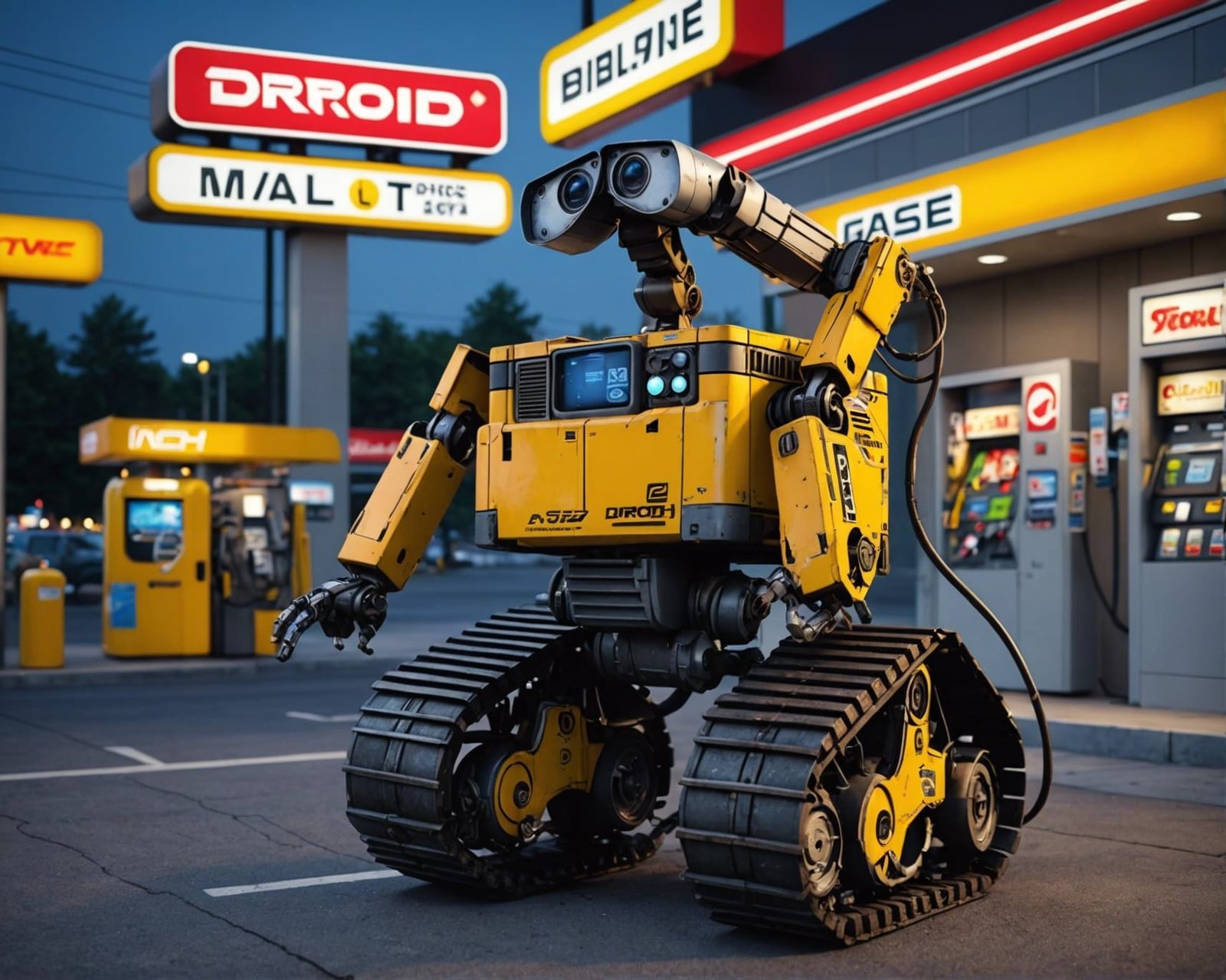 Wall-E on gas station