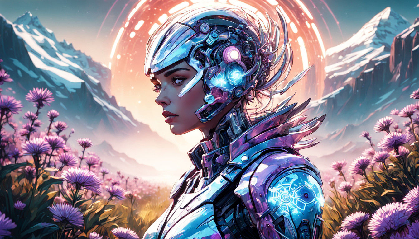 Futuristic Woman in Cyberpunk Armor
