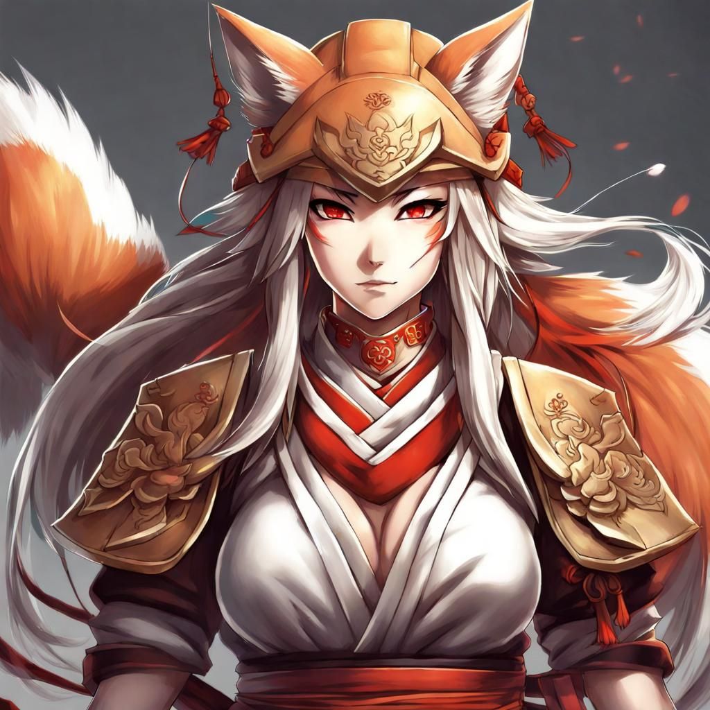 Anime Style Kitsune Warrior Woman