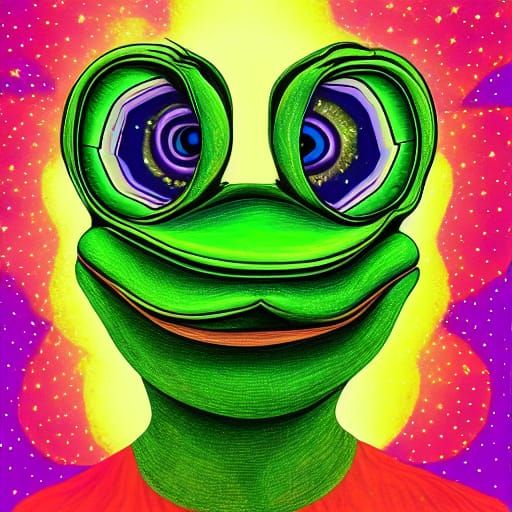 Pepe the Frog in Holographic Cosmic Art