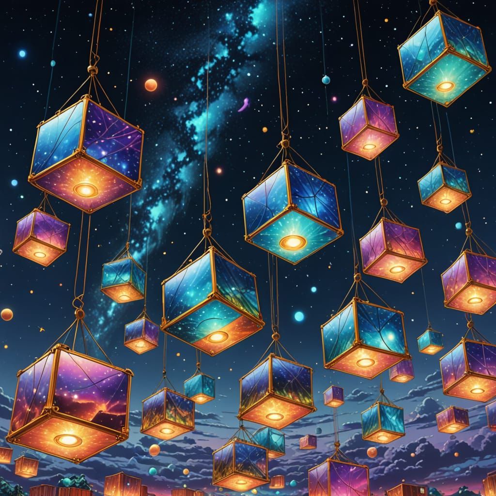 Celestial Iridescence in Vibrant Digital Art