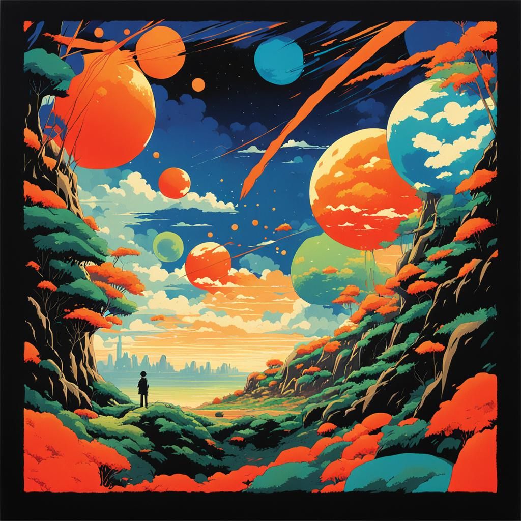 Abstract Rock Album Cover in Anime Style