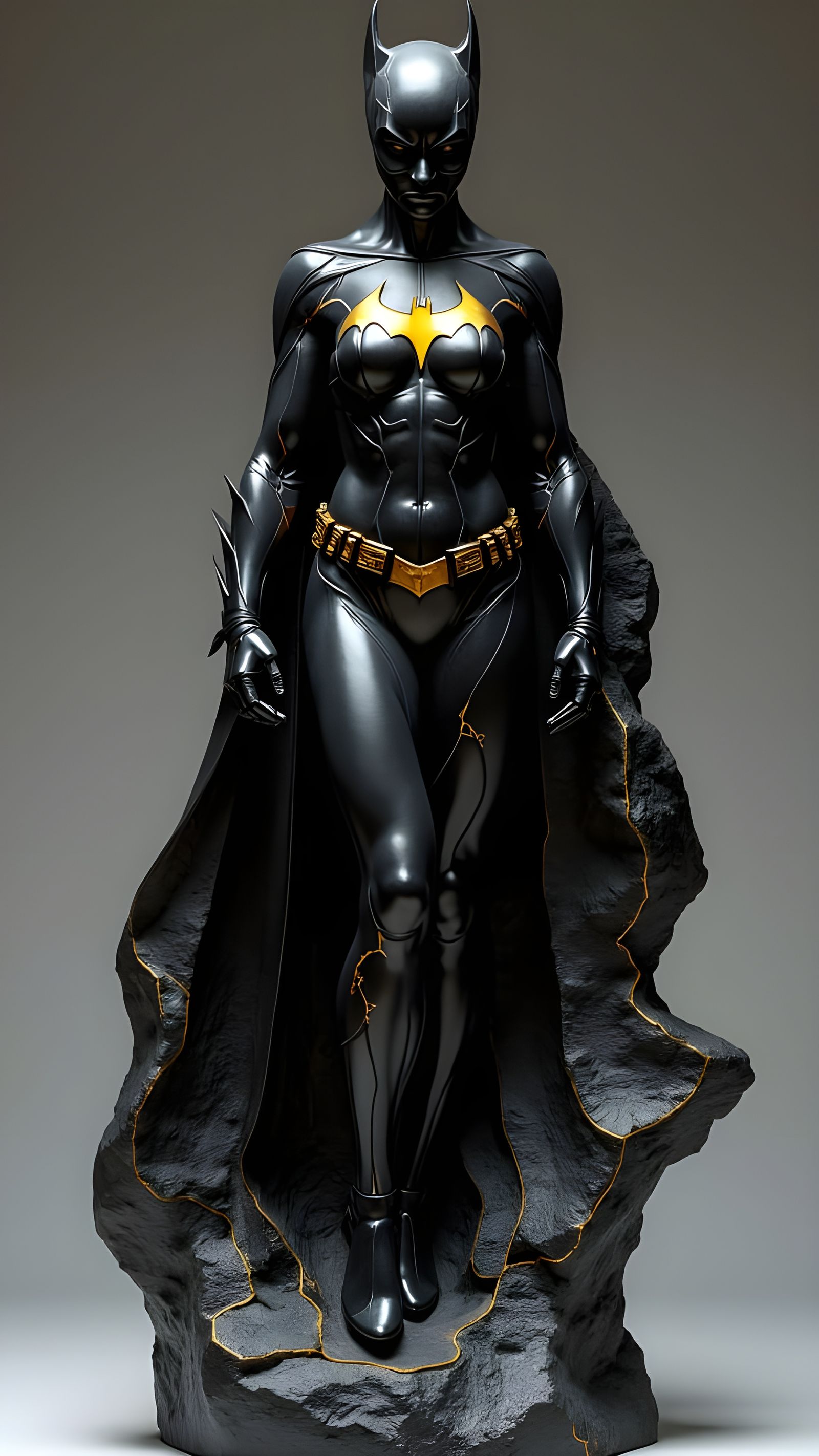 Obsidian Batgirl in Kintsugi Style