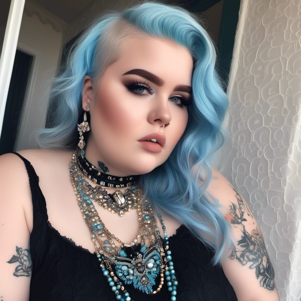 Hyperrealistic SSBBW Girl with Punk Accessories
