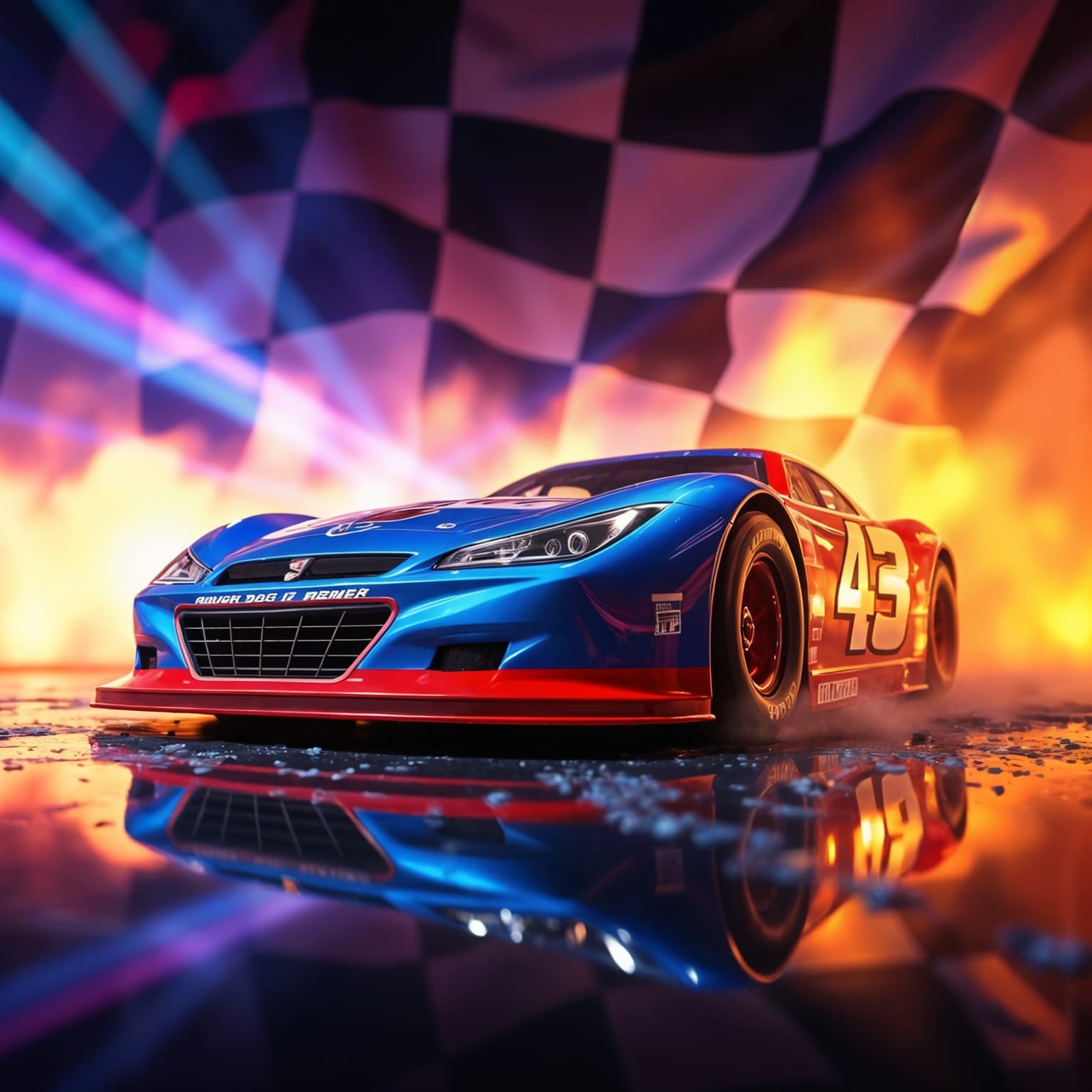 Richard Petty's #43 Hyperrealistic NASCAR Car Emerging from ...