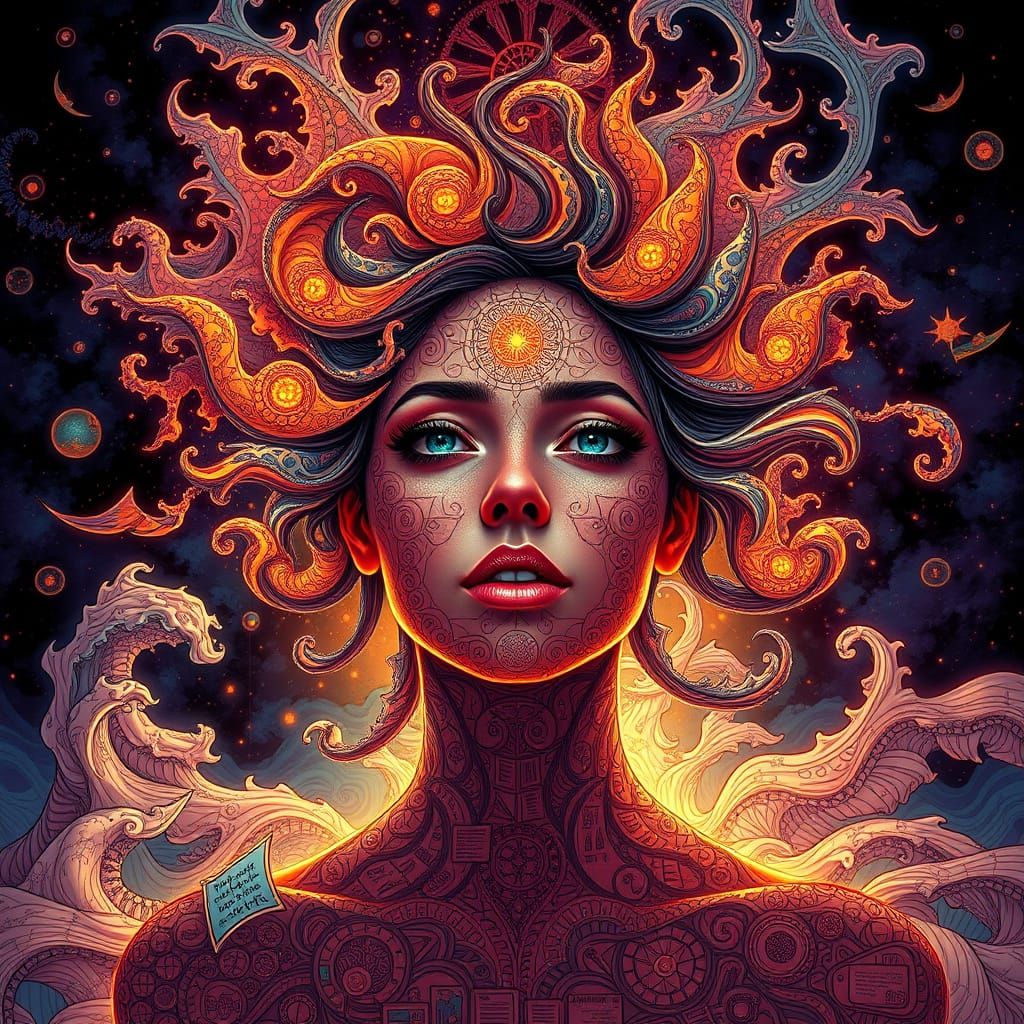 Information Woman in Biblical Fractal Style