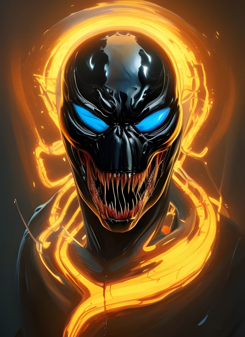 Venom Ghost Rider Portrait in Hyperdetailed Style