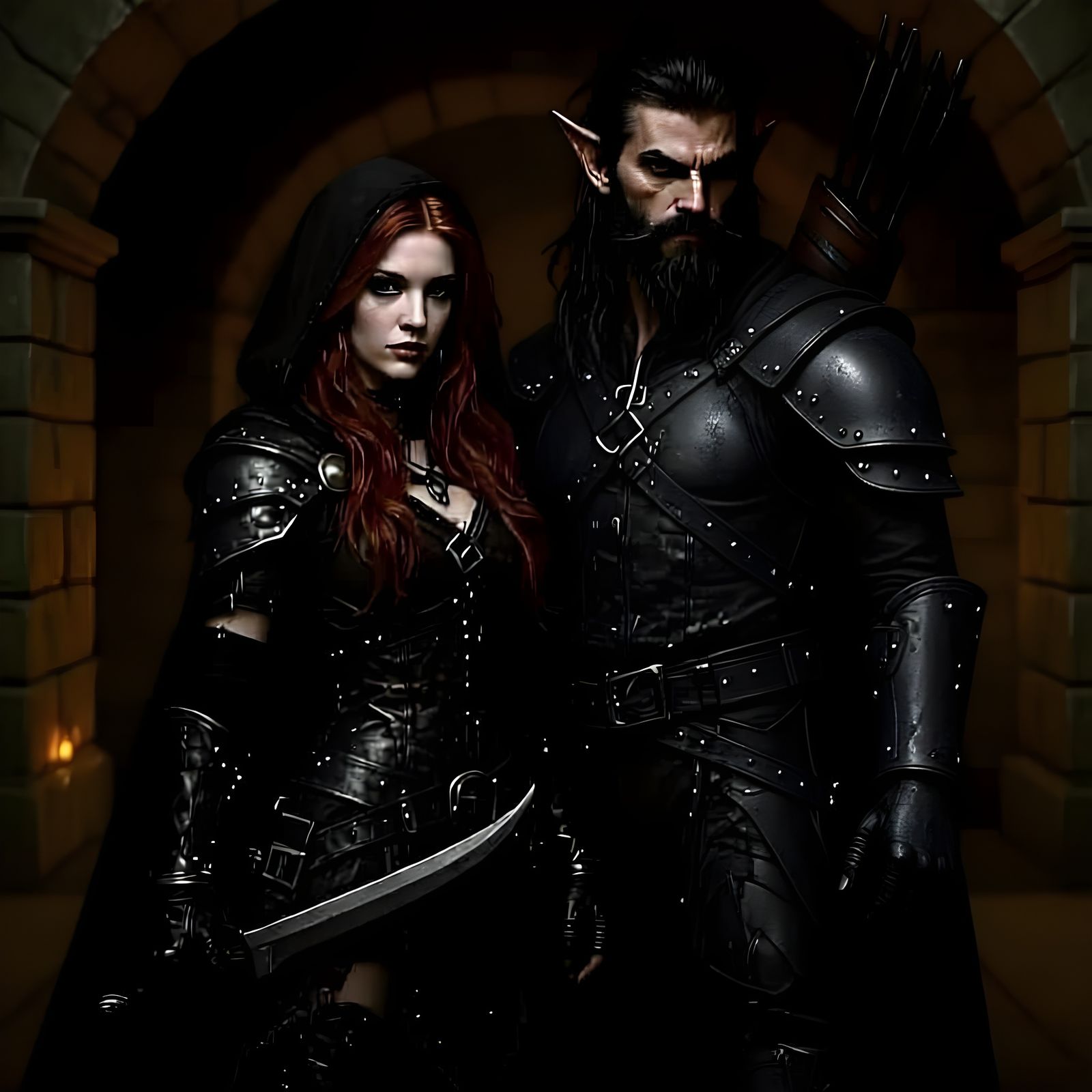 Fantasy Duo: Thief and Ranger in Dark Concept Art