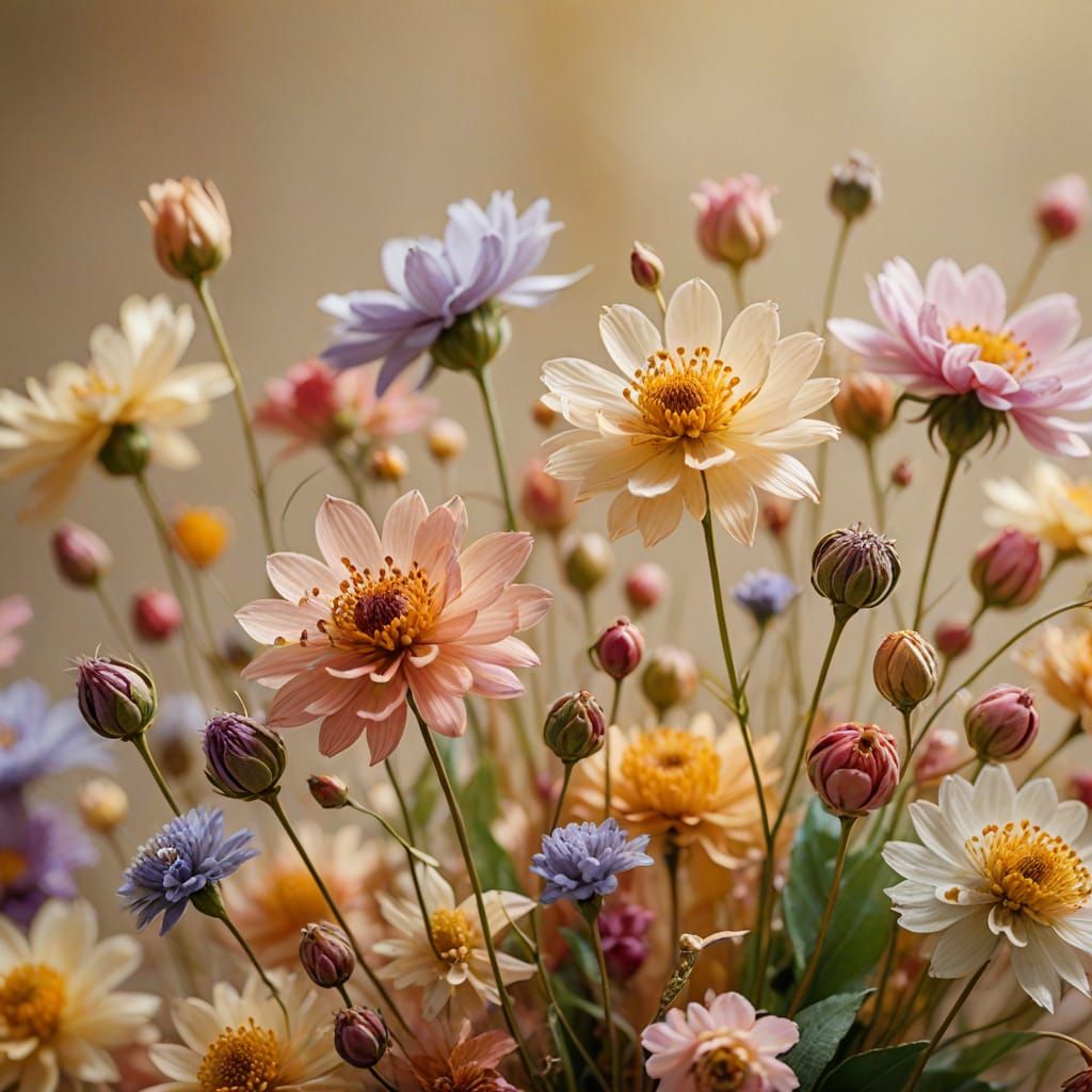 Vibrant Impressionist Floral Still Life in Macro