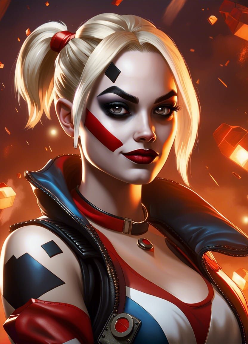 Harley Quinn as Apex Legend in Comic Book Style