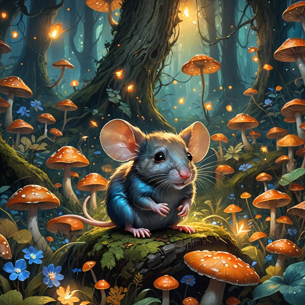 Cute Mouse in Enchanted Forest: Concept Art