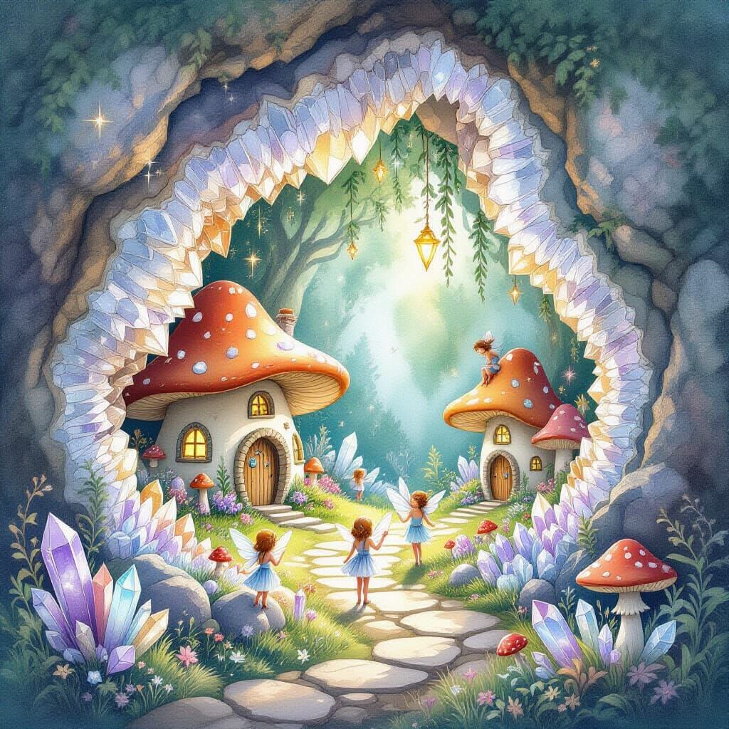 Enchanting Fairy Village Inside a Giant Geode