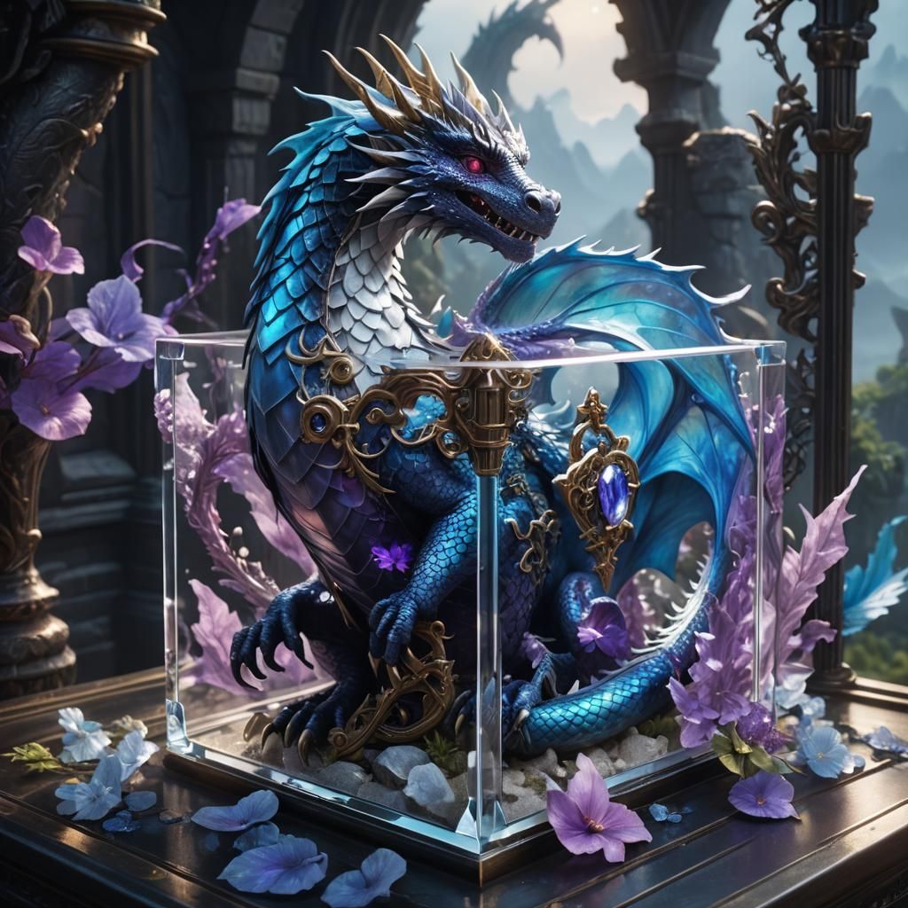 Dragon Guarding Key in Glass Box: Fantasy Concept Art