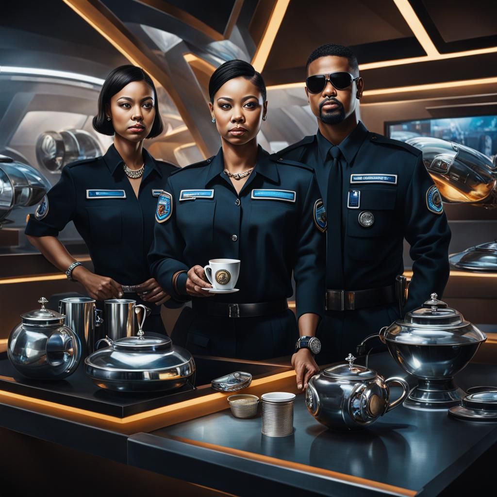 Hyperrealistic Portrait of Security Workers with Futuristic ...