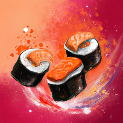 Hyperrealistic Sushi Splash Art