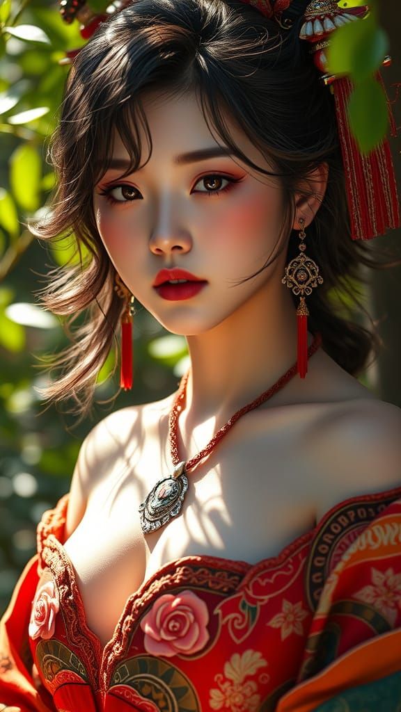 Realistic Portrait of Yae Miko in Natural Setting